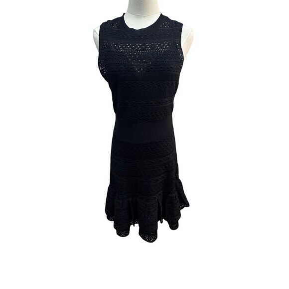 EUC Ted Baker Women's Black Lace Flared Knee Length Dress Size 2 - Picture 1 of 6
